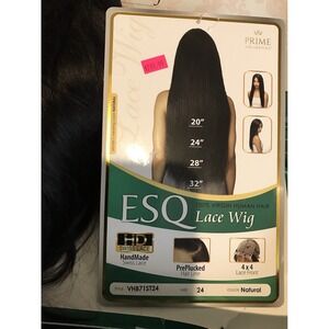 NEW ESQ Swiss Lace Wig Virgin 100% Human Hair Dark Natural Size 24 VHB71ST24